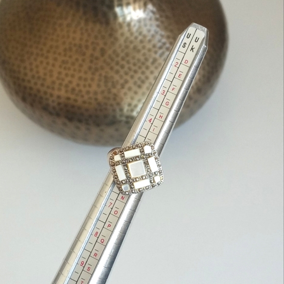 Vintage 925 Sterling Silver Mother Of Pearl Art Deco Ring 5.5 - Picture 14 of 15